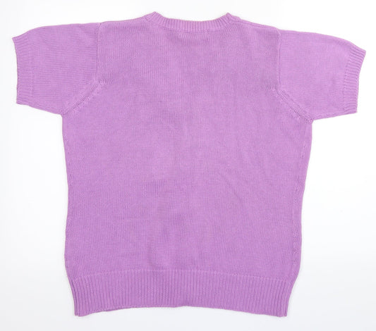 EWM Womens Purple Rayon Cardigan Jumper Size M