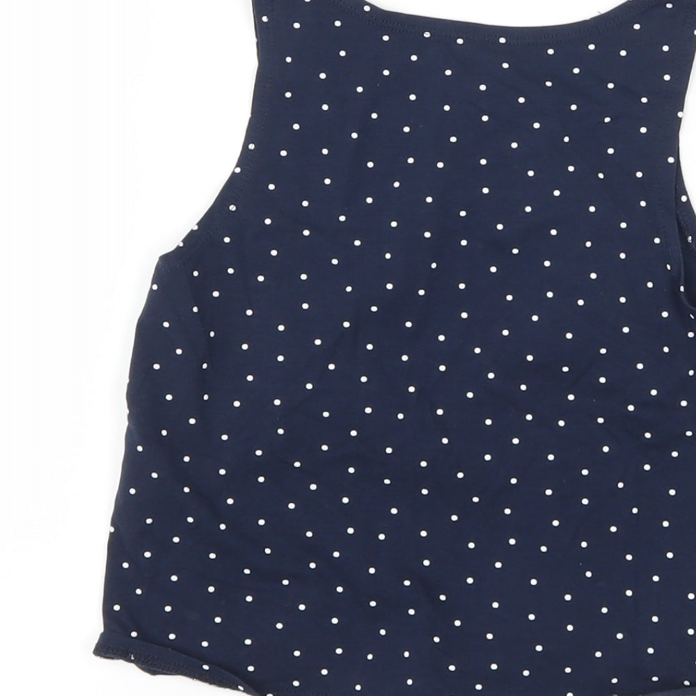 H&M Girls Blue Polka Dot Basic Tank Size 9-10 Years - Tie Front