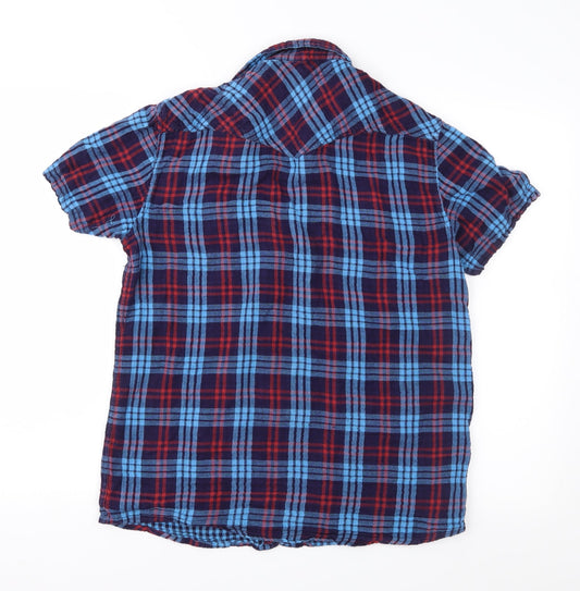 Pull&Bear Mens Blue Check Button-Up Size M