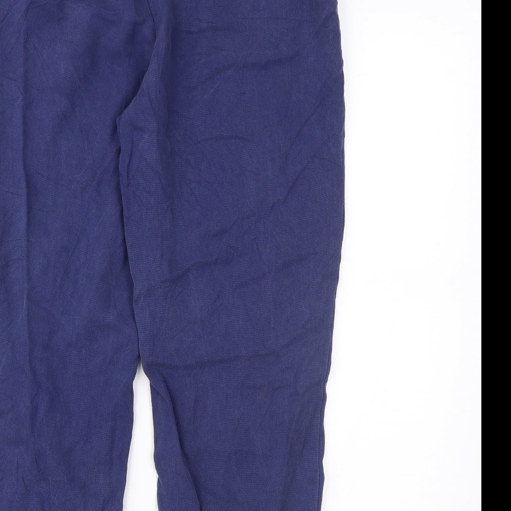 Womens UK Size S Zara Regular Fit Pedal Pusher Blue Trousers