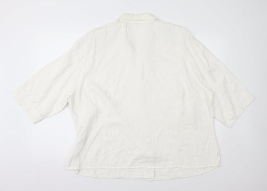 Womens UK Size 26 Preworn Ivory Basic Button-Up