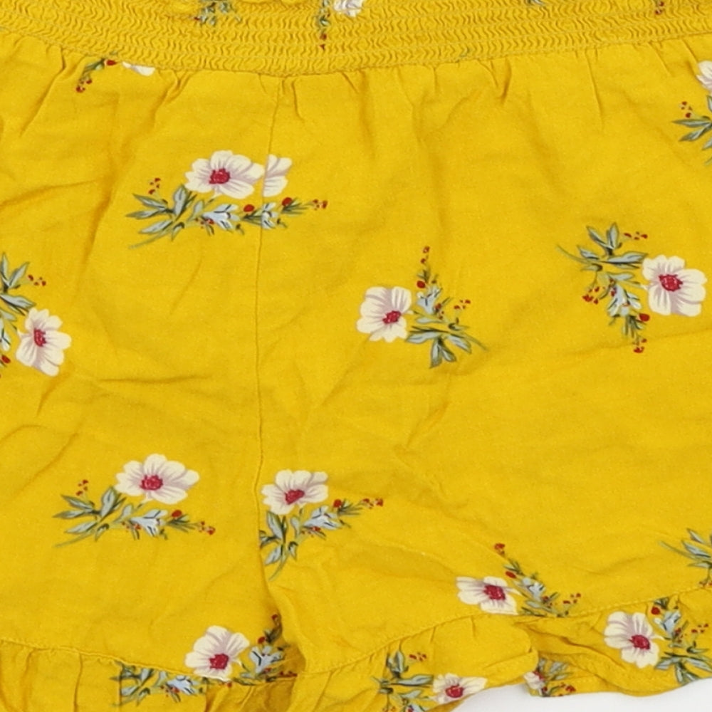 Primark Girls Yellow Floral Hot Pants Shorts Size 6-7 Years