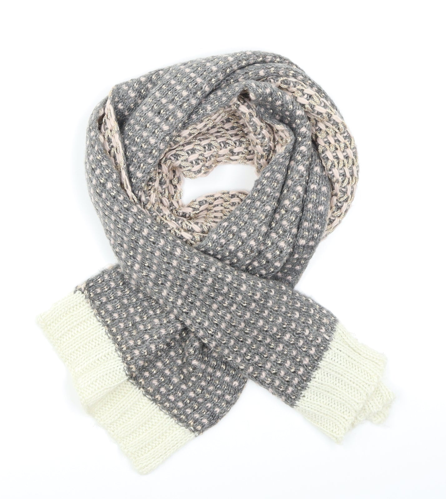 Preworn Womens Grey Check Knit Scarf