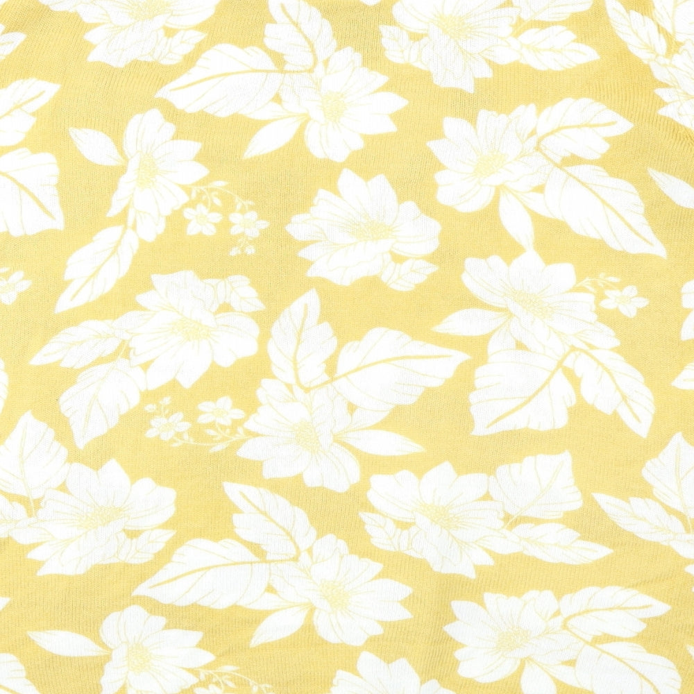 Papaya Womens Yellow Floral Knit Basic T-Shirt Size 16