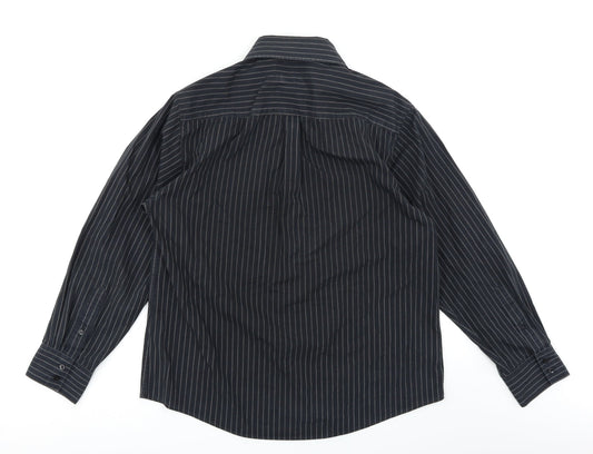 Taylor & Wright Mens Black Striped Button-Up Size M