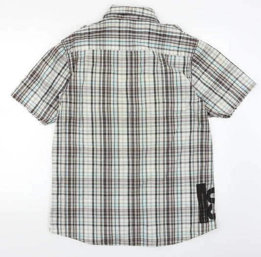 George Mens Blue Plaid Button-Up Size M