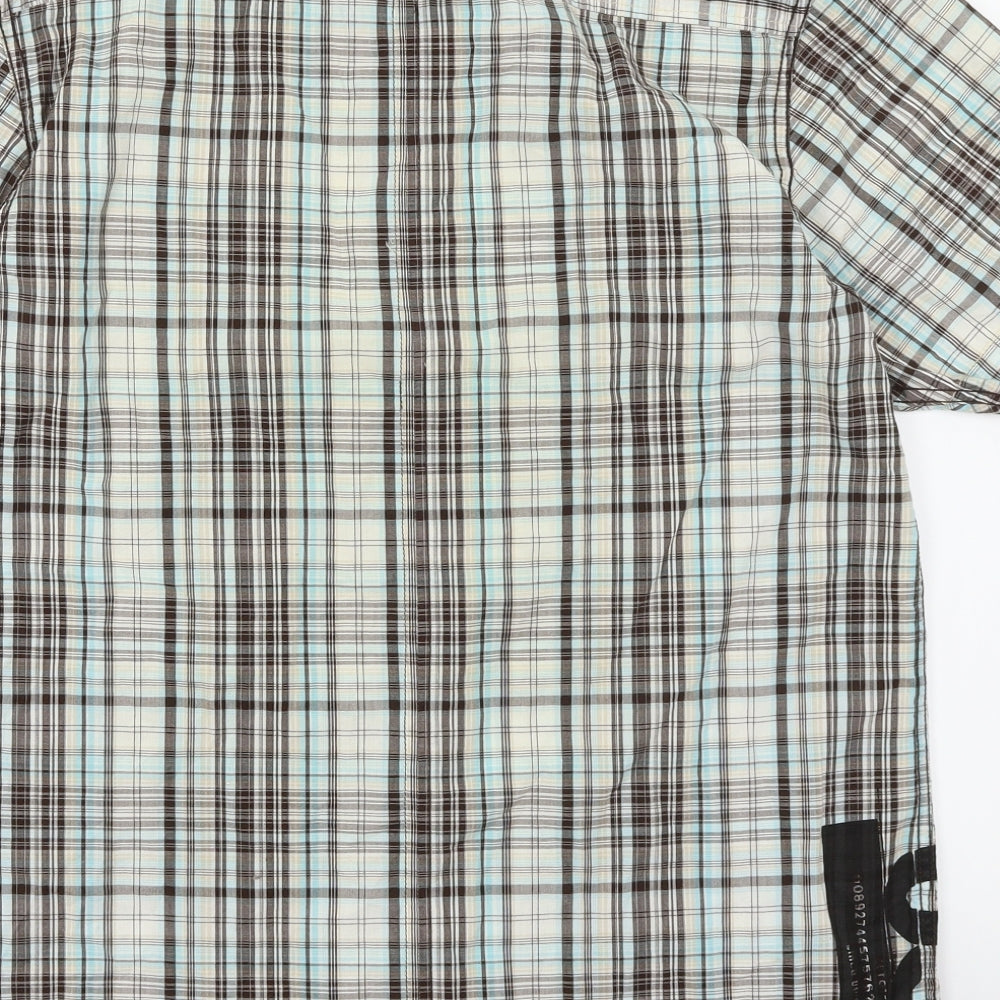 George Mens Blue Plaid Button-Up Size M