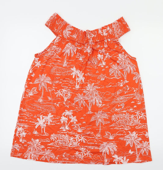 George Womens Orange Floral Basic T-Shirt Size 16