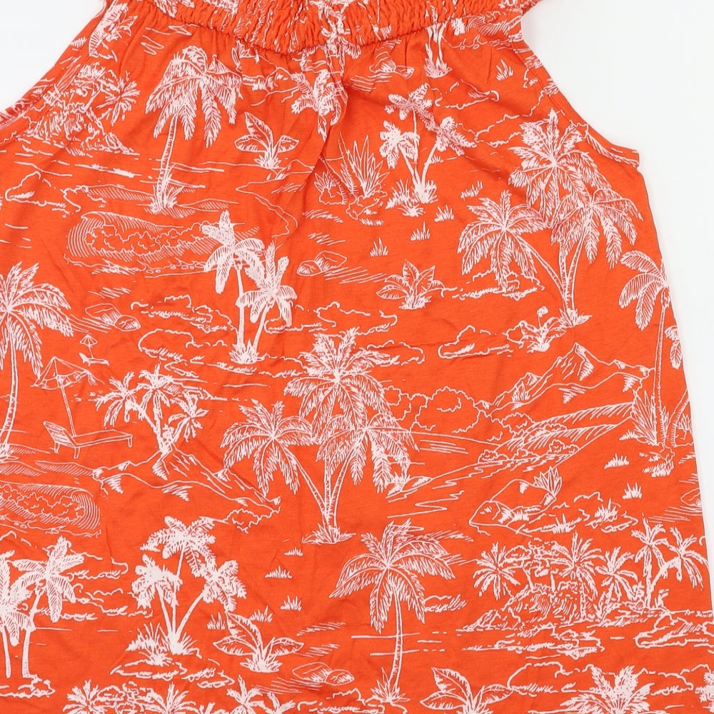 George Womens Orange Floral Basic T-Shirt Size 16