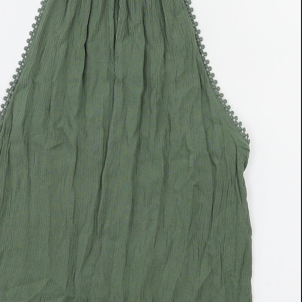 Womens UK Size 8 H&M Green Basic T-Shirt