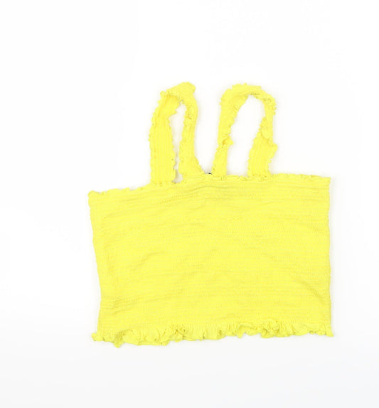 Primark Womens Yellow Cropped T-Shirt Size 12