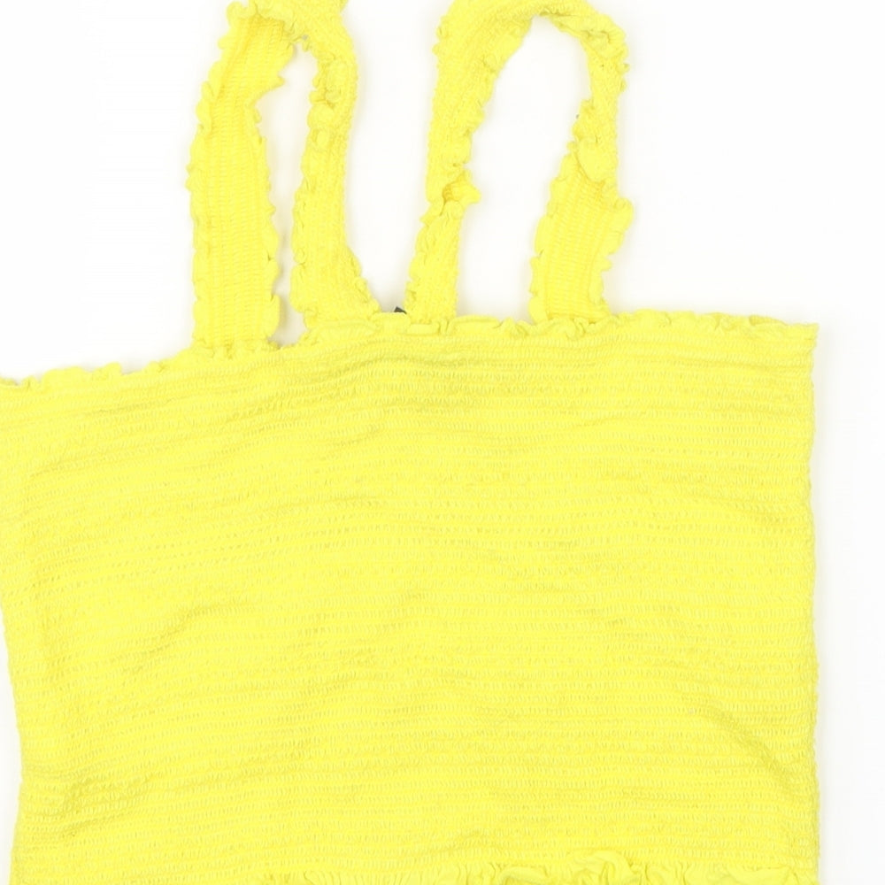 Primark Womens Yellow Cropped T-Shirt Size 12