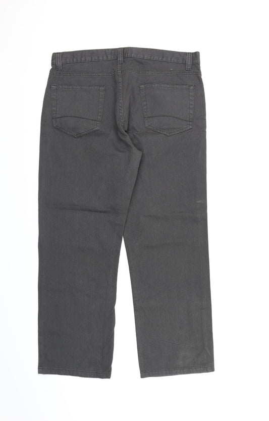 TU Mens Grey Striped Trousers L28 in