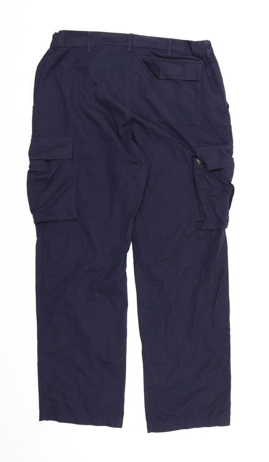Alsico Mens Blue Canvas Cargo Trousers L30 in
