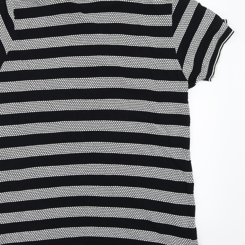 Twisted Soul Mens Black Striped Polo Size L