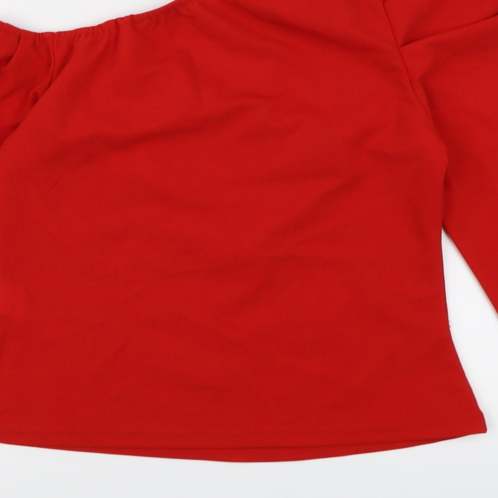 Womens UK Size XS SHIEN Red Basic Blouse