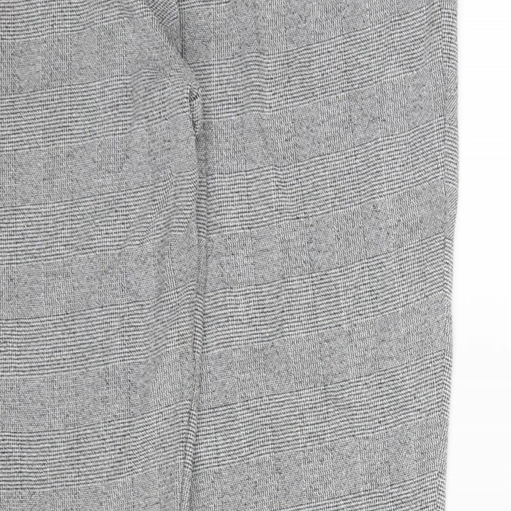 M&S Womens Grey Check Dress Pants Trousers Size 12 L26 in