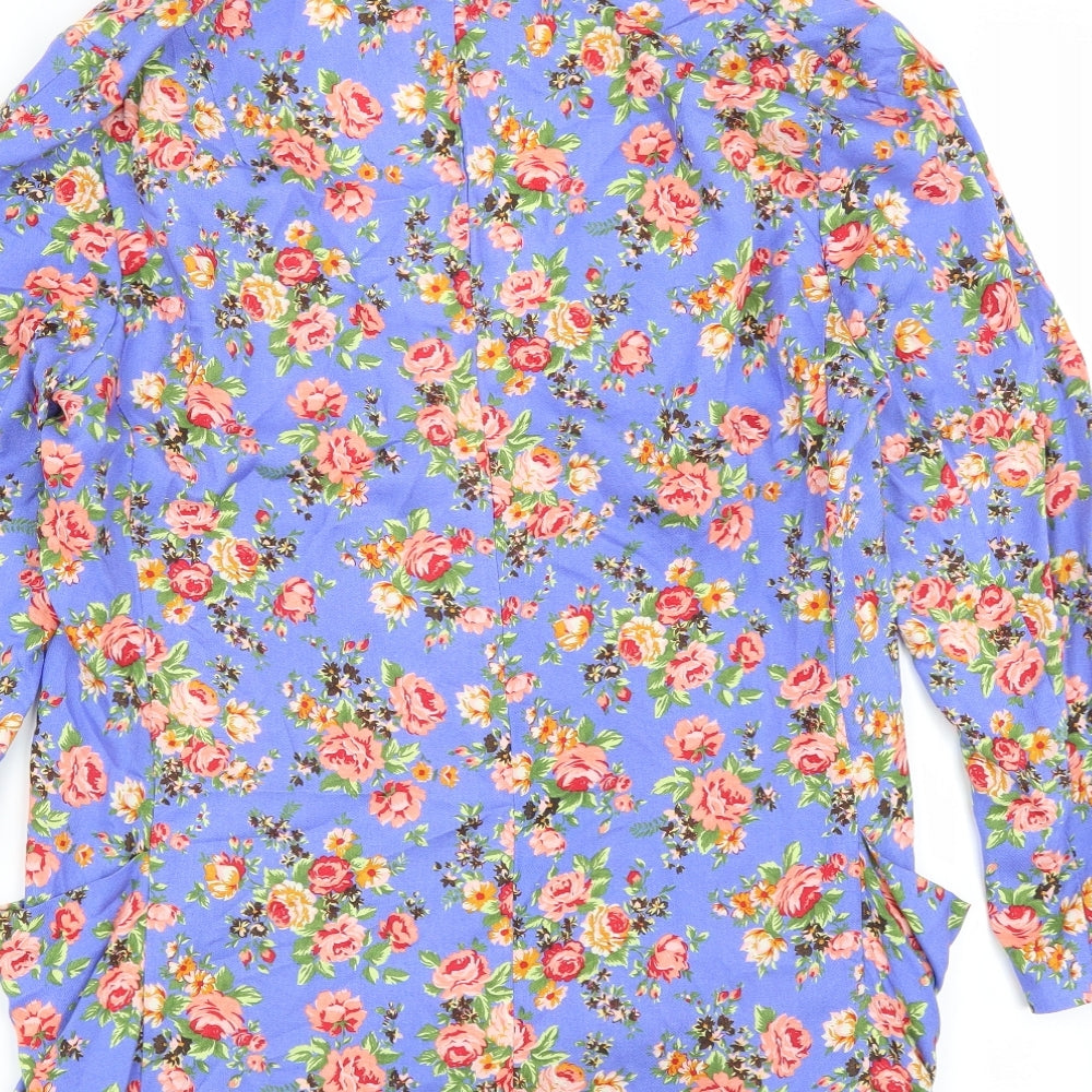 River Island Womens Blue Floral Jacket Blazer Size 10