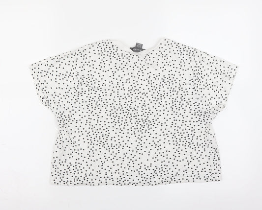 Primark Womens White Polka Dot Basic T-Shirt Size 10 - cropped