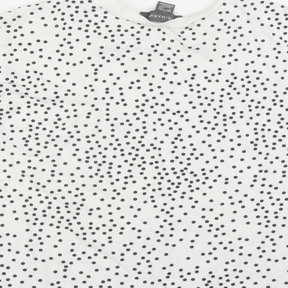 Primark Womens White Polka Dot Basic T-Shirt Size 10 - cropped