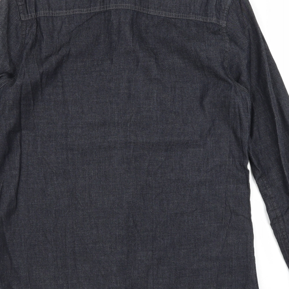 The Manor Mens Blue Denim Button-Up Size S