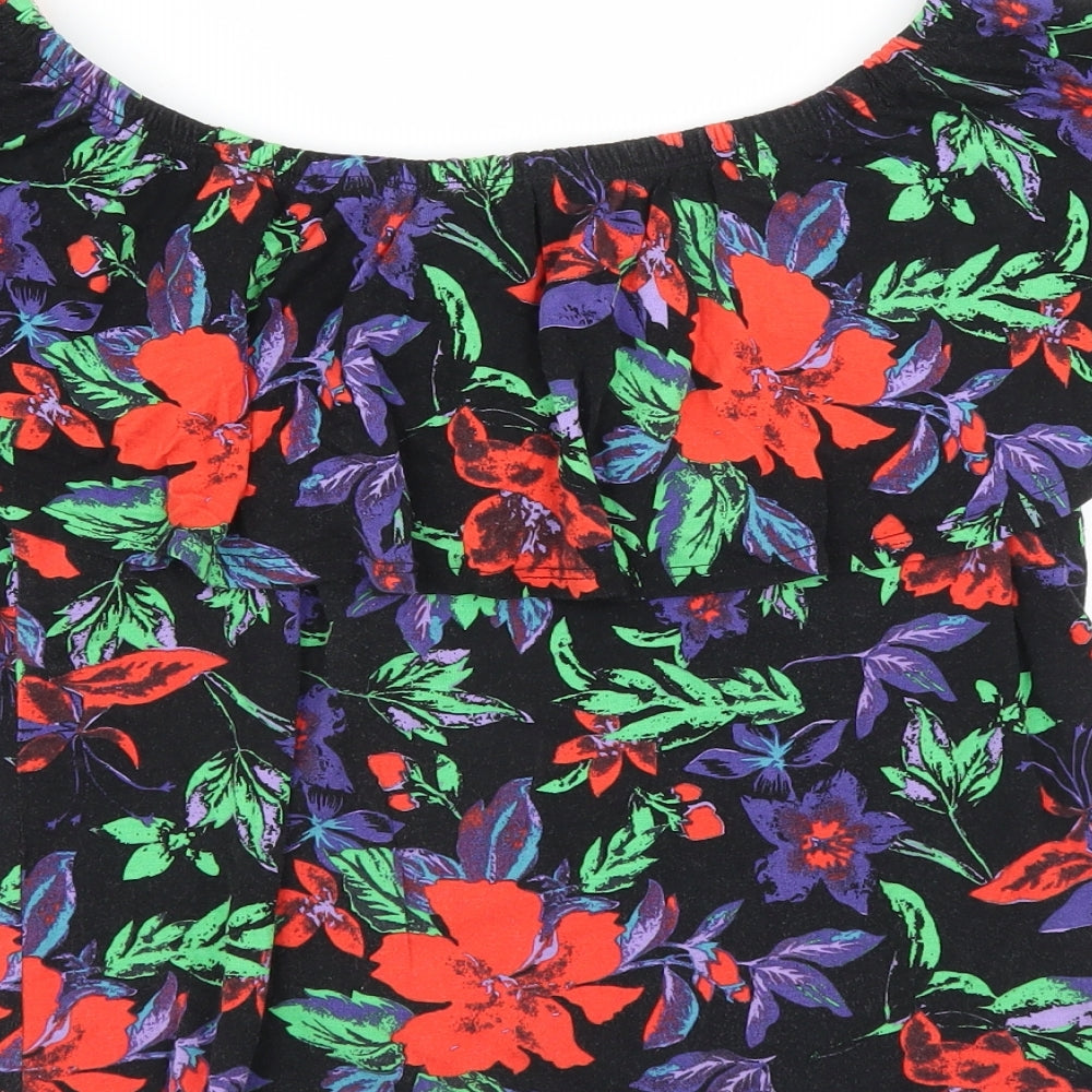 Primark Womens Black Floral Basic Blouse Size 6
