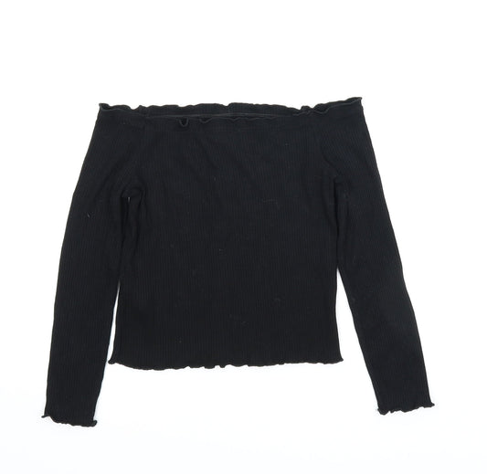 Primark Womens Black Cropped Blouse Size 6