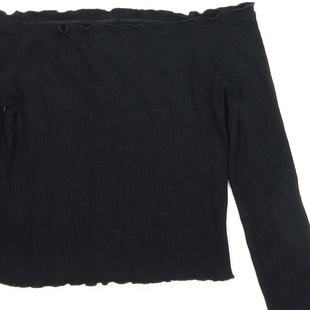 Primark Womens Black Cropped Blouse Size 6