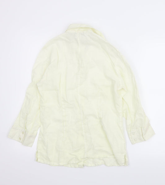 Womens UK Size M Zara Ivory Basic Button-Up