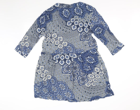 H&M Womens Blue Floral Fit & Flare Size 12
