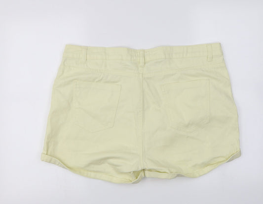 Peacocks Womens Yellow   Cut-Off Shorts Size 18