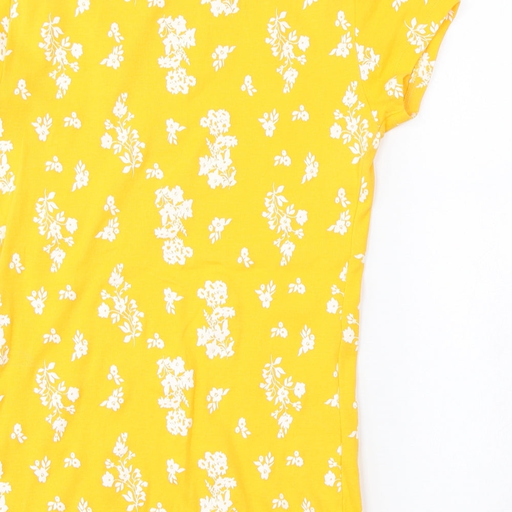 papaya Womens Yellow Floral Basic T-Shirt Size 10
