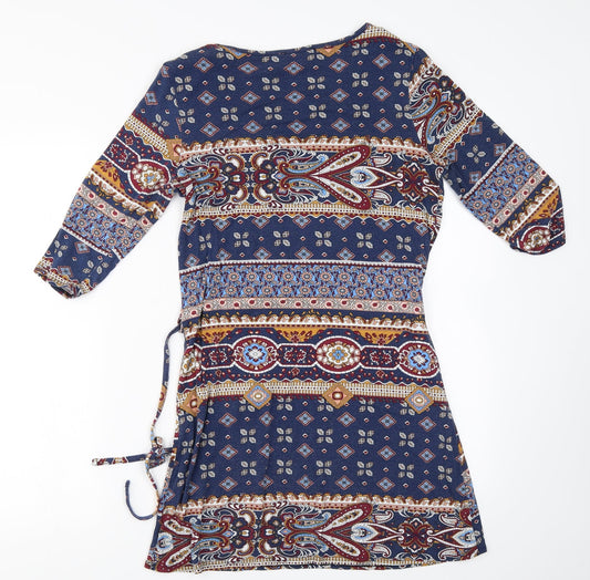 Back view of Papaya women’s blue a-line, size UK 8