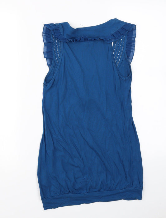Miss Selfridge Womens Blue Basic Blouse Size 8