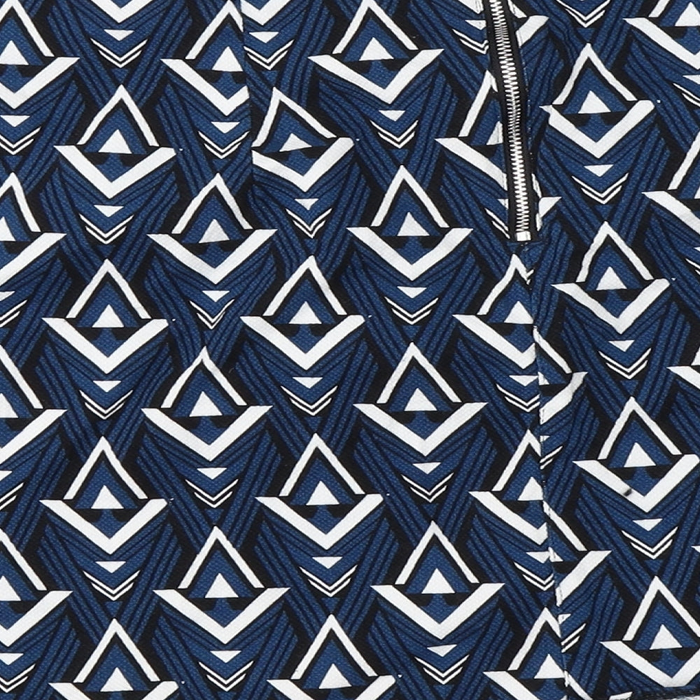 F&F Womens Blue Houndstooth A-Line Skirt Size 14