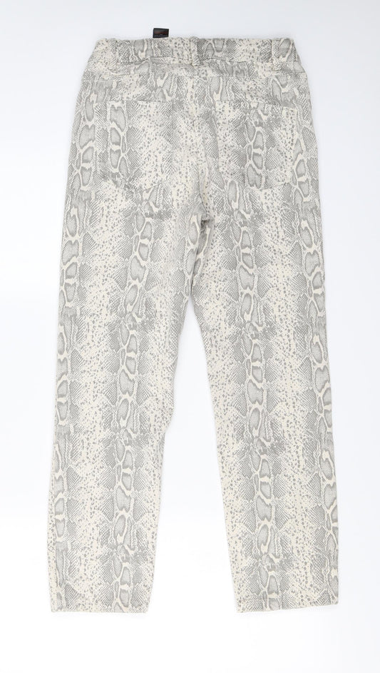 NEXT Womens Beige Animal Print Skinny Jeans Size 10 L24 in