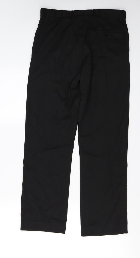 Mens UK Size 30 in Cedar Wood State Regular Fit Black Trousers
