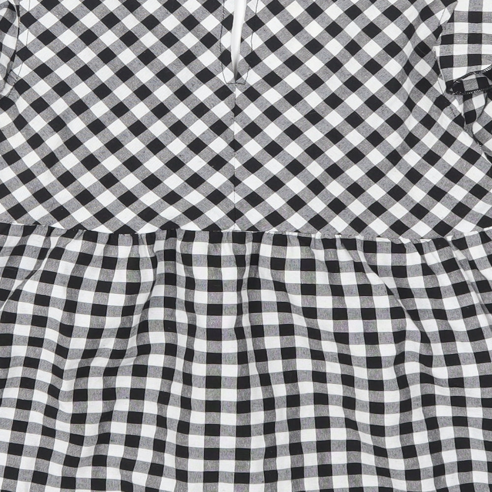 SheIn Womens Gold Check Basic Blouse Size S - Gingham