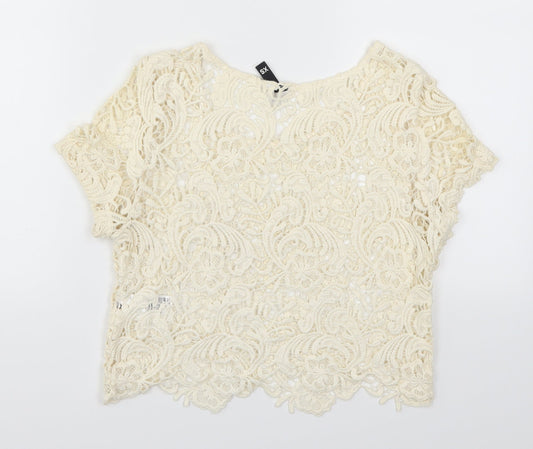 Womens UK Size XS H&M Beige Basic T-Shirt