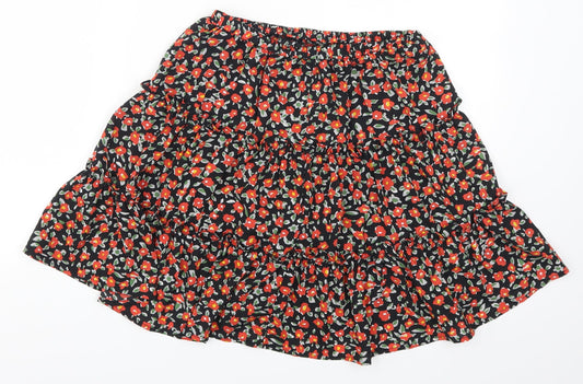 SheIn Womens Red Floral Skater Skirt Size S