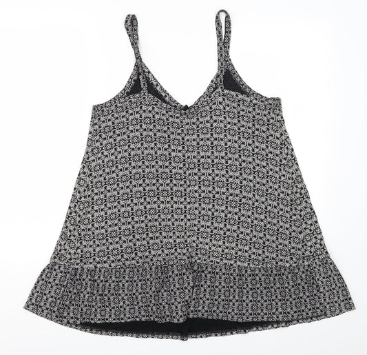 Arcadia Womens Grey Geometric Basic Tank Size 16