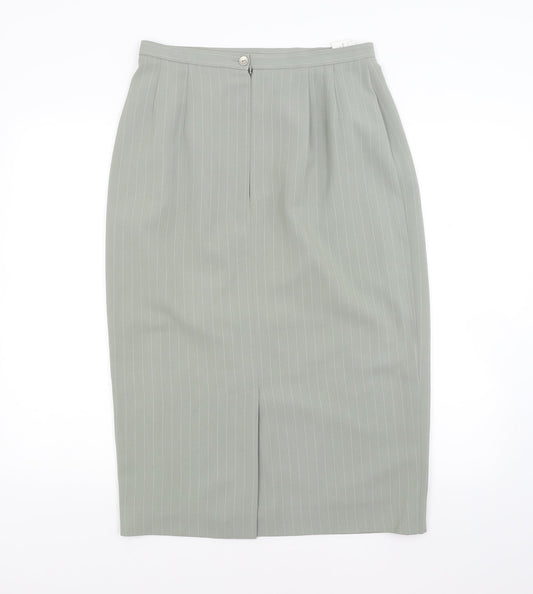 Country Casuals Womens Green Striped  A-Line Skirt Size 14