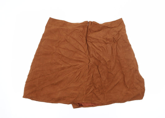 Peacocks Womens Brown  Velour A-Line Skirt Size 14