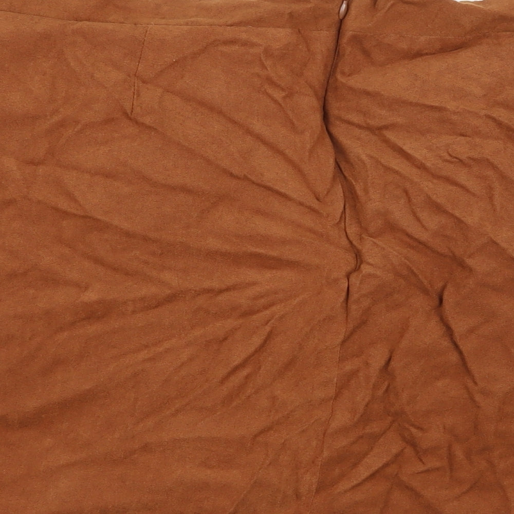 Peacocks Womens Brown  Velour A-Line Skirt Size 14