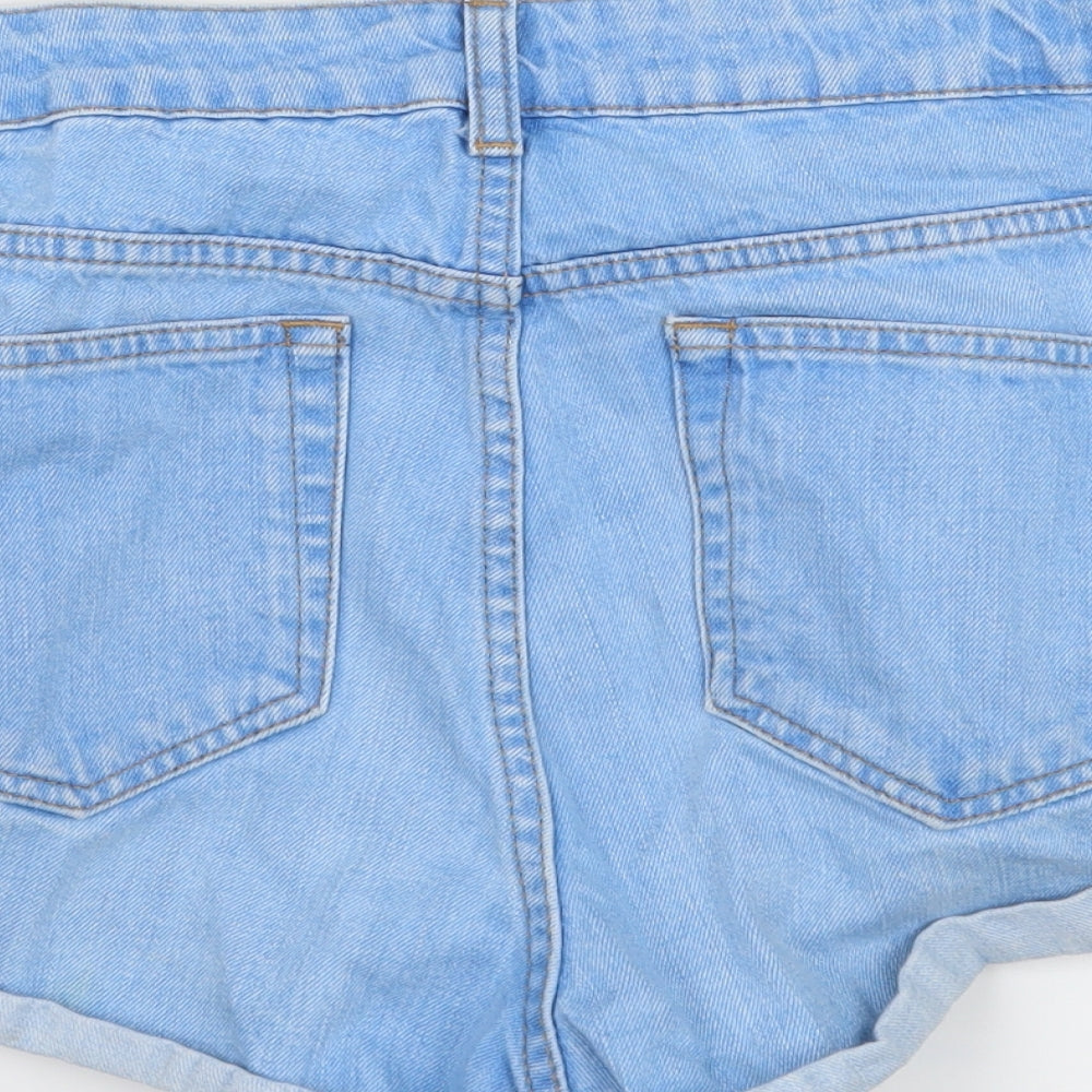Topshop Womens Blue Denim Hot Pants Shorts Size 30 in