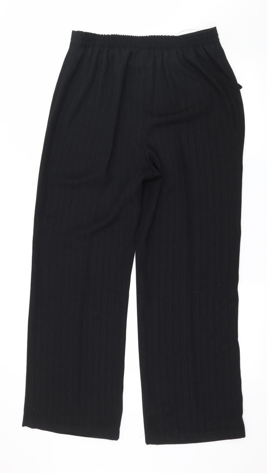 EWM Womens Black Striped Trousers Size 12 L29 in