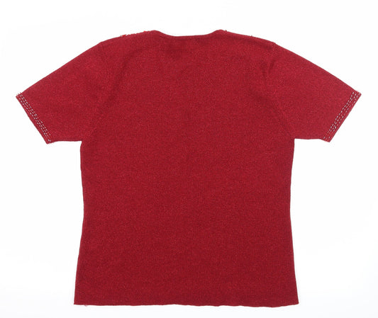 Berkertex Womens Red Knit Basic T-Shirt Size 14