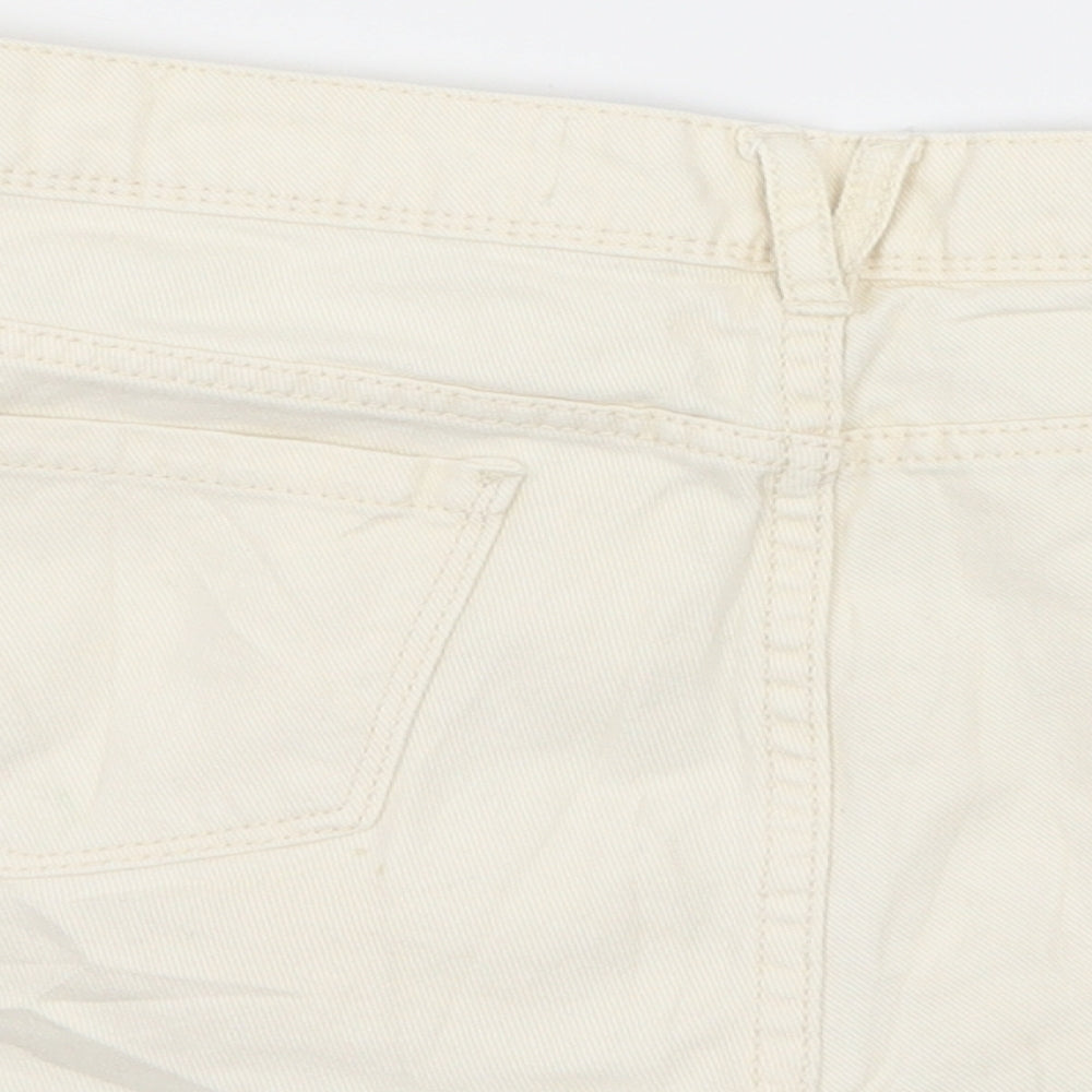 Denim & Co. Womens Ivory Denim Hot Pants Shorts Size 14
