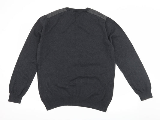 Cedar Wood State Mens Grey Knit Pullover Jumper Size L