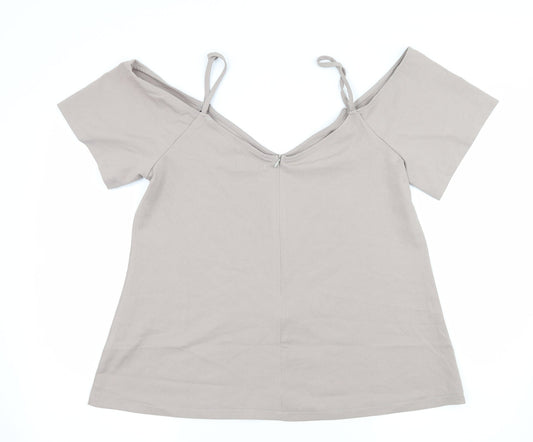 Boohoo Womens Grey Basic Blouse Size 14